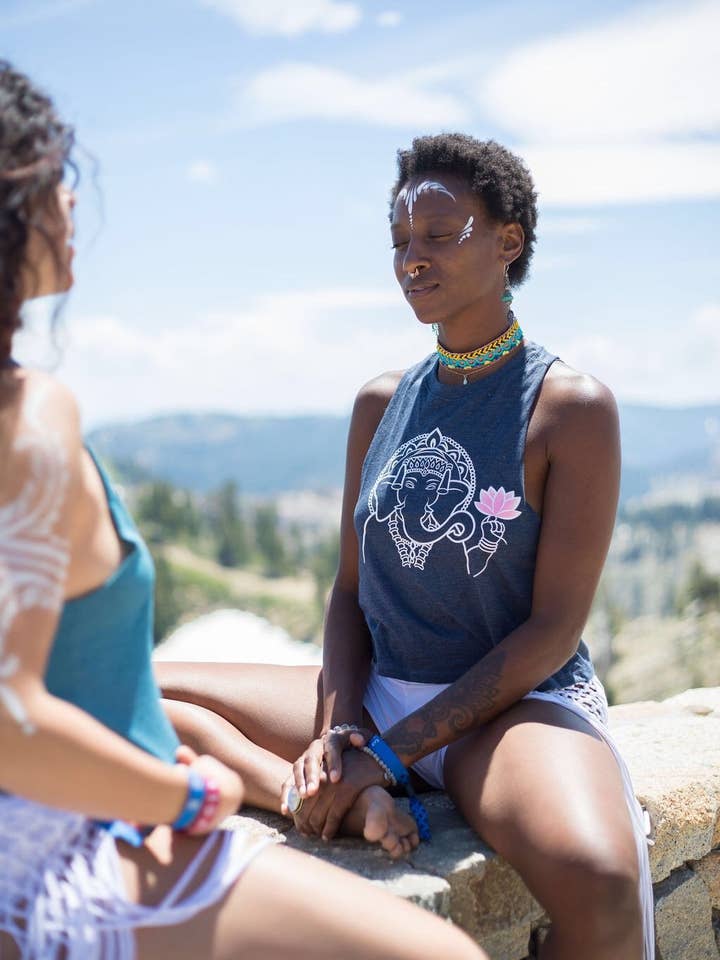 Ganesha Racerback Crop Yoga Tank for wholesale by Violet Lotus