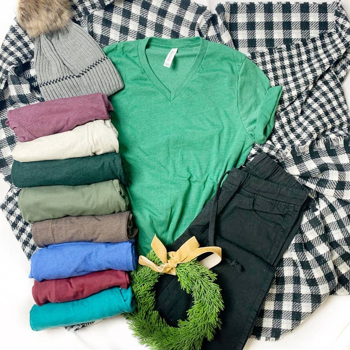 Top Crate - Wholesale Screen Printed T-Shirt - Women's - Custom 2-sided Graphic V-Neck -Your design9