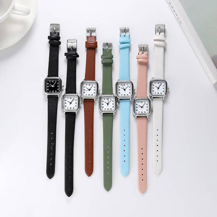 WoodWristCo - Wholesale Wrist watch – Women's - Women Simple Dial Leather Strap Small Square Watch3