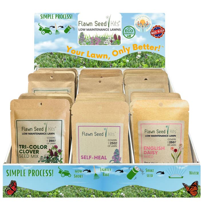 250 sqft Flowering Pouches Shelf Display for wholesale by Flawn Seed Kits