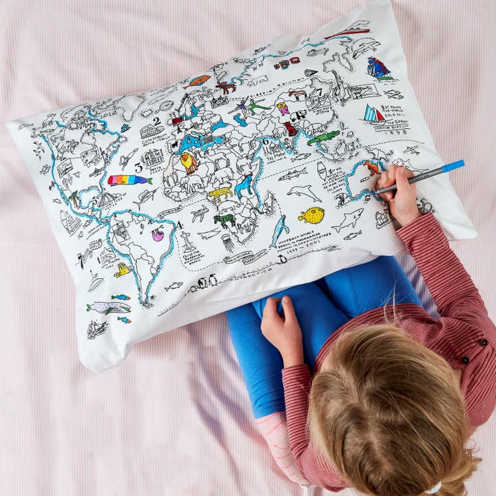 eatsleepdoodle - UK – wholesale Bedding pillowcase/sham – Kids & Baby – World Map Pillowcase - DIY Colouring Kit2