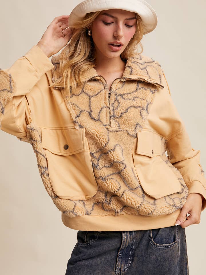 Textured Sherpa Pocket Pullover LT1234 for wholesale by Listicle