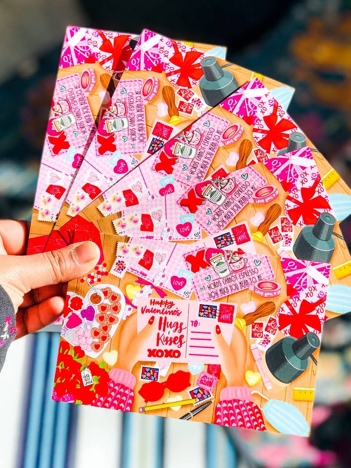 FMDTYS - Valentine's Desk Scene | Set van 5 of 10 ansichtkaarten voor wholesale door Artful Geet Creations