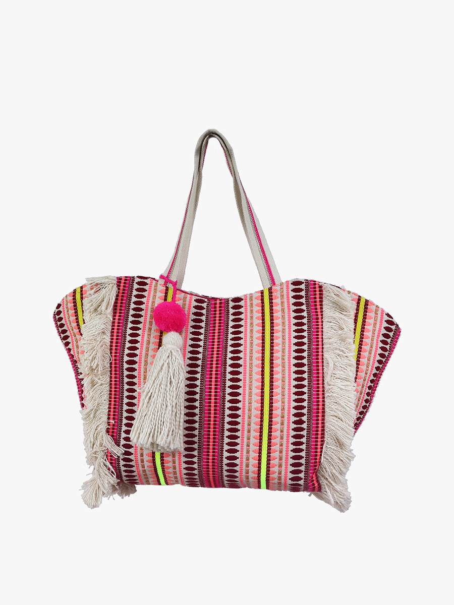 Jen & Co. – Sacola - Mulher por atacado – M2155 Bolsa de algodão bicolor em forma de Natalia5