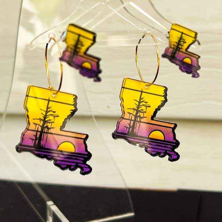 Aaron Grey Co - Wholesale Dangle Earrings - Purple and Yellow Louisiana Dangle and Studs2