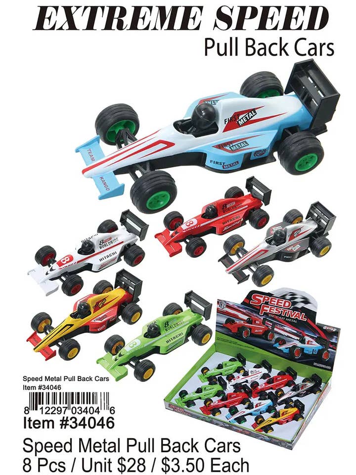 Speed Metal Pull Back Cars . for wholesale by Puka Creations