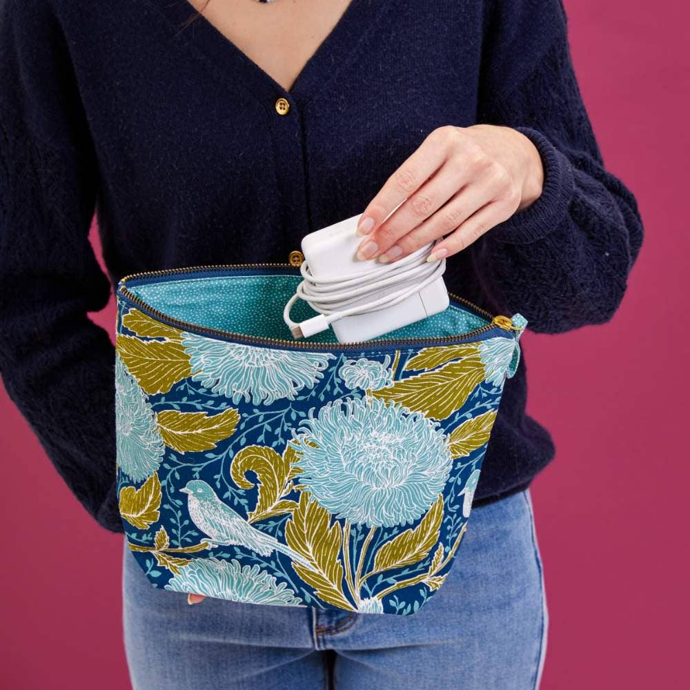 rockflowerpaper – wholesale Pouch – Women’s – Chrysanthemum Bird Large Canvas Pouch1