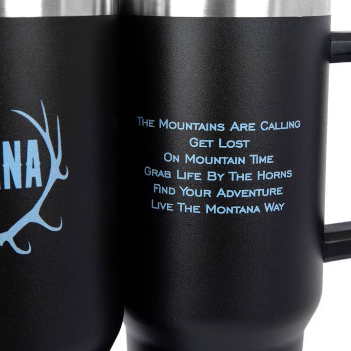 The Montana Way - Wholesale Insulated Mug/Tumbler - The Logo Stainless Steel Tumbler w/Handle in Black
