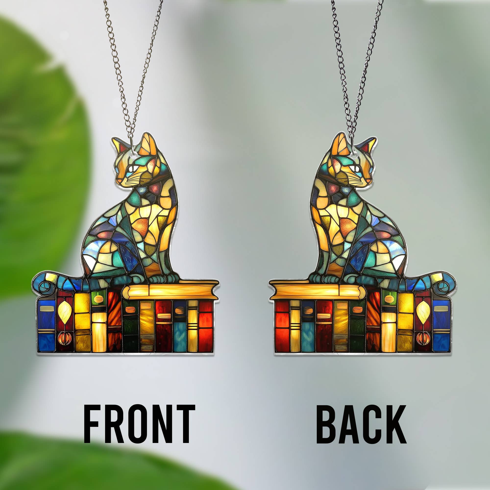 Merchemy - Wholesale Wall Decor - Kids & Baby - Cat And Book ACRYLIC Ornament Reading Cat Window Hanging1