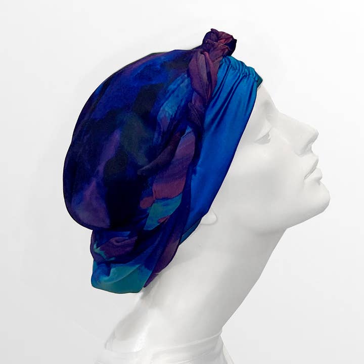 LuxCare Clothing - Wholesale Head Scarf - Women's - Fine Art Headscarf ~ Sapphire2