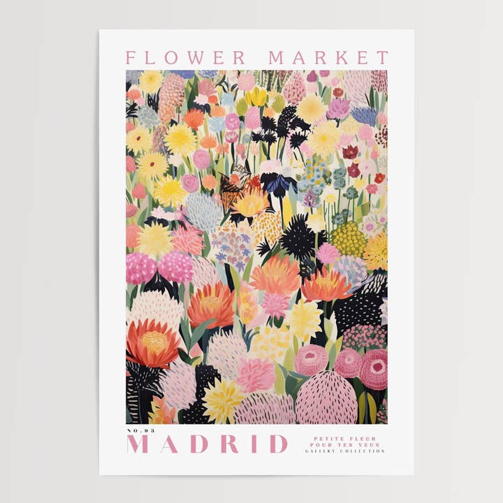 Poster op de bloemenmarkt van Madrid voor wholesale door Enchanted Sights