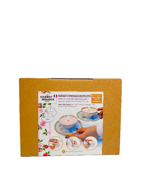 CHARITY BOUGIES DE NY - Wholesale DIY Craft Kit - Kit to create two candles in pretty antique cups1