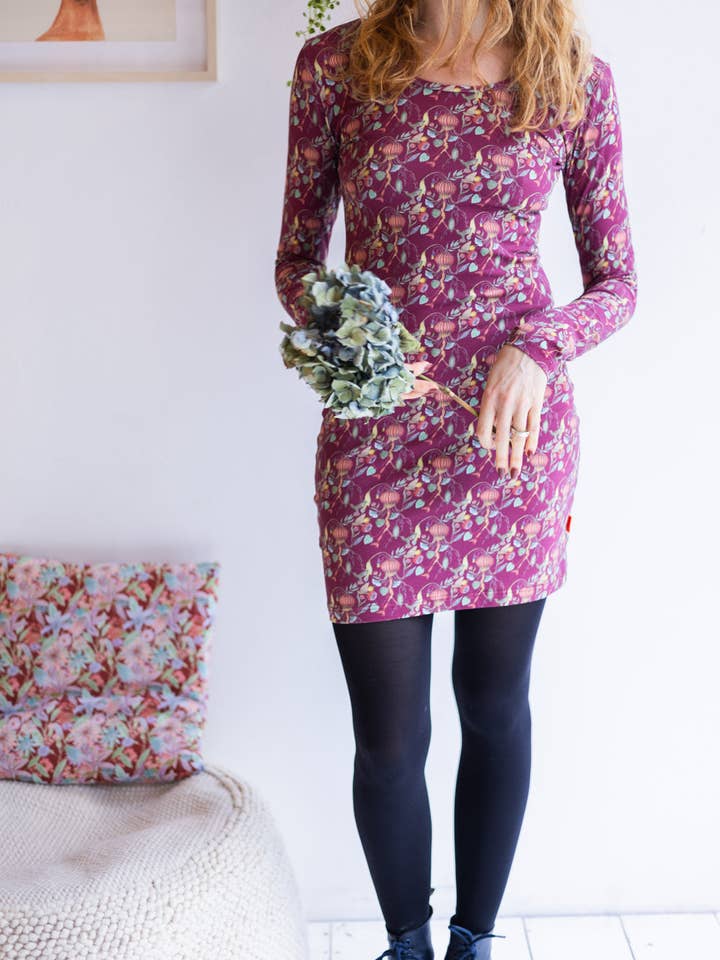 Vestito aderente 'Floral Medusa' | vino per la vendita all'ingrosso da parte di aesthete-kidswear