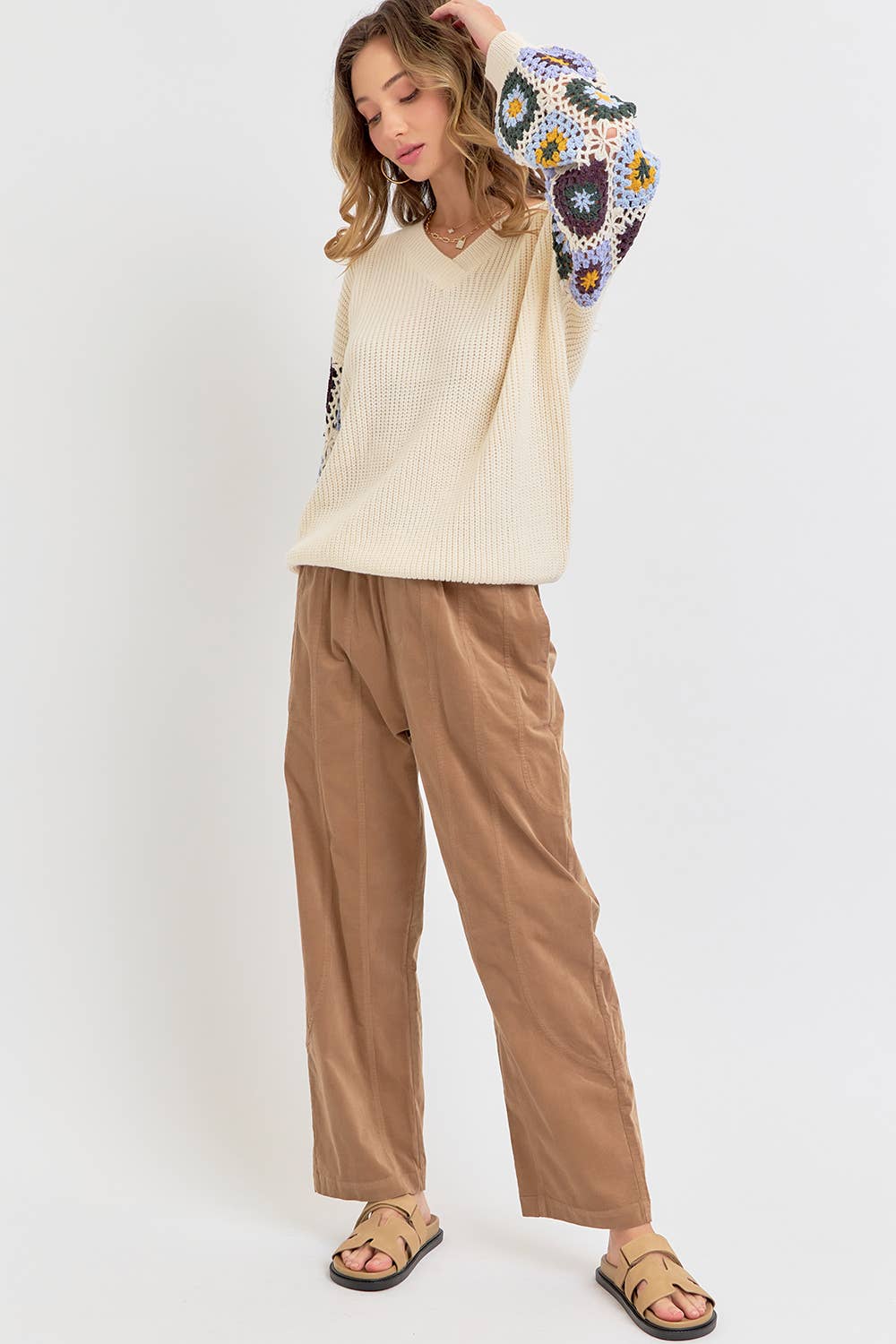 Sweet Lovely by Jen - Wholesale Knit Sweater - Women's - CROCHET PATCHWORK SWEATER32