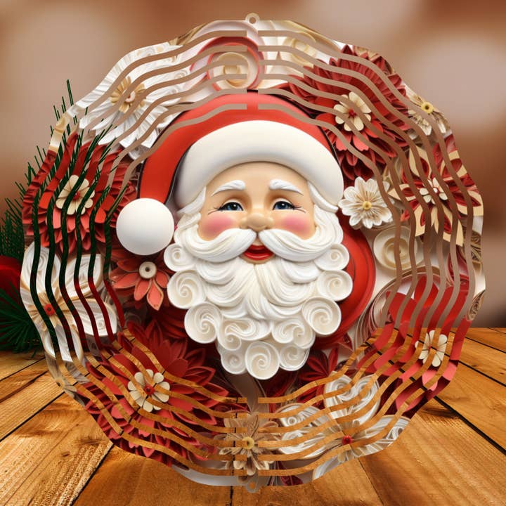3D Santa Paper Quill Effect Wind Spinner 8″ Sublimation for wholesale by Fun-R-We Creations & Co. Ltd.