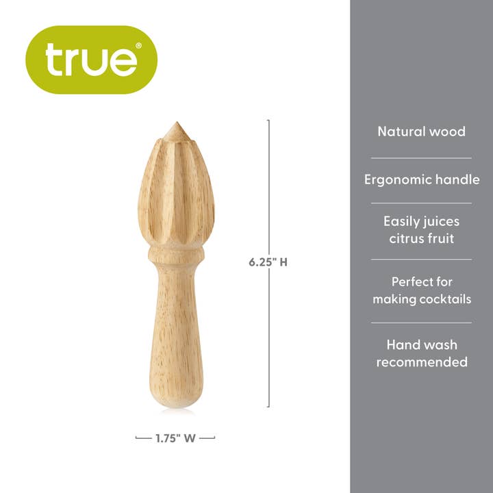 TRUE - Wholesale Juicer - Juice 6.5" Natural Wood Hand-Held Citrus Reamer / Juicer