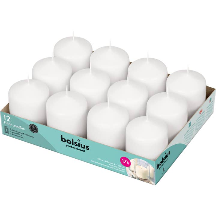 BOLSIUS - Wholesale Pillar Candle - 2.25 X 3" Bulk Pillar Candles Unscented Decor Pillar - White