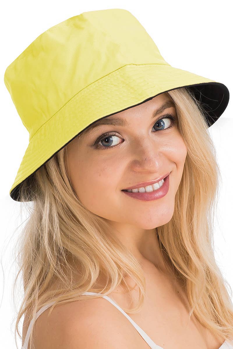 Cap Zone - Vente Bob – unisexe - Chapeau seau en coton uni réversible à fond noir16