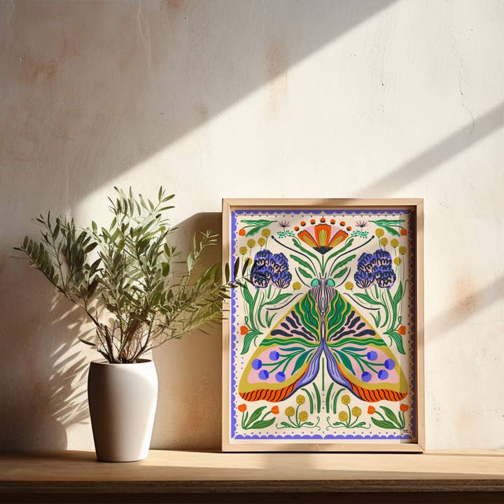 Tara Reed - Wholesale Art Print - "Maximalist Folk Moth" - 8" x 10" Giclée Art Print2