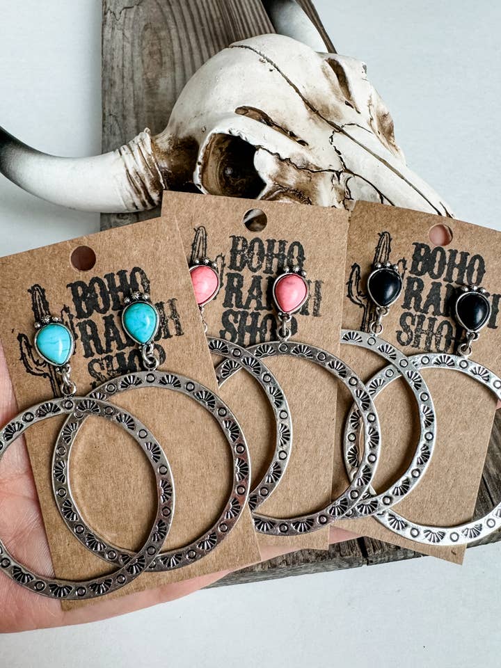 Western Textured Post Hoops EarringsĀ for wholesale by Boho Ranch Shop