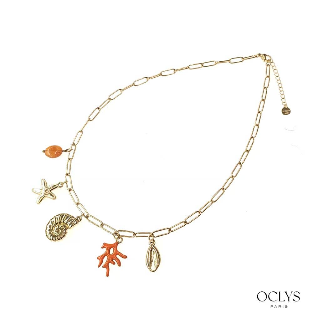 Oclys - Wholesale Halskettinghanger - Ketting met bedeltjes maritiem thema verguld roestvrij staal7