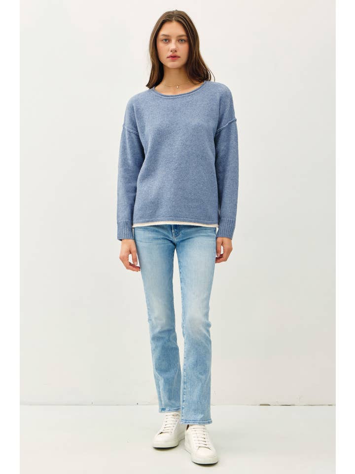 Be Cool - Wholesale Knit Sweater - Women's - COZY ACCENT COLOR SOLID SWEATER