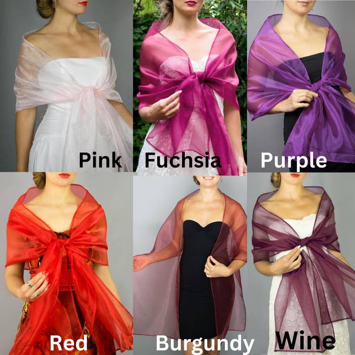 BridalSpain – Wrap - Mulher por atacado – Envolvimento, Xaile e Lenço de Organza Transparente Champanhe para a Noite