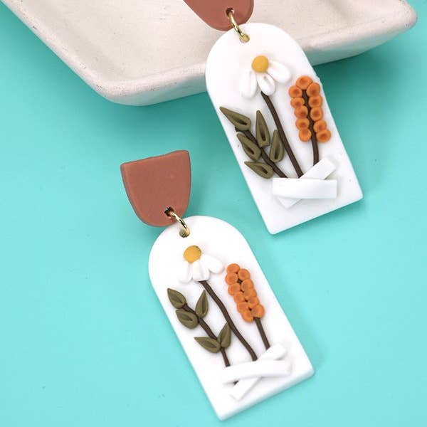 JOSSLYN by wall to wall - Wholesale Dangle Earrings - 3D POLYMER FLOWER CLAY EARRING | 40E285
