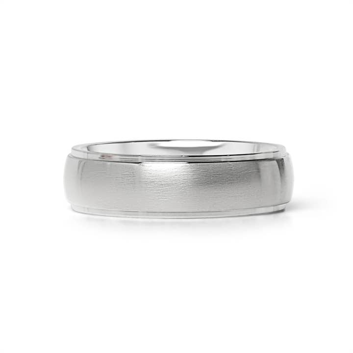 WJW - Wholesale Band/Stacked Ring - Wide Brushed Center with Polished Edge Stainless Steel Ring3