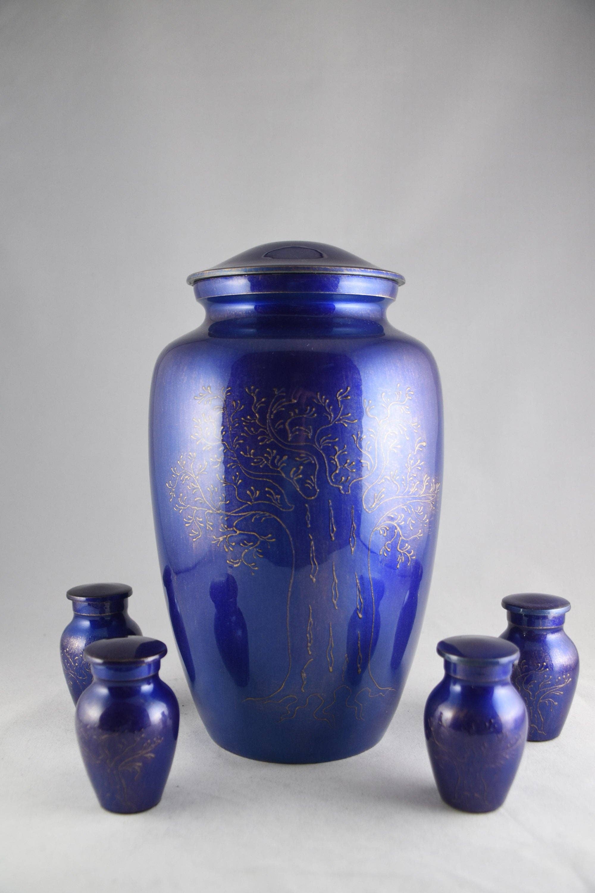 Plutus imports - Wholesale Urn - Large Hand Embossed Tree of Life Brown/Blue/Green Urn1