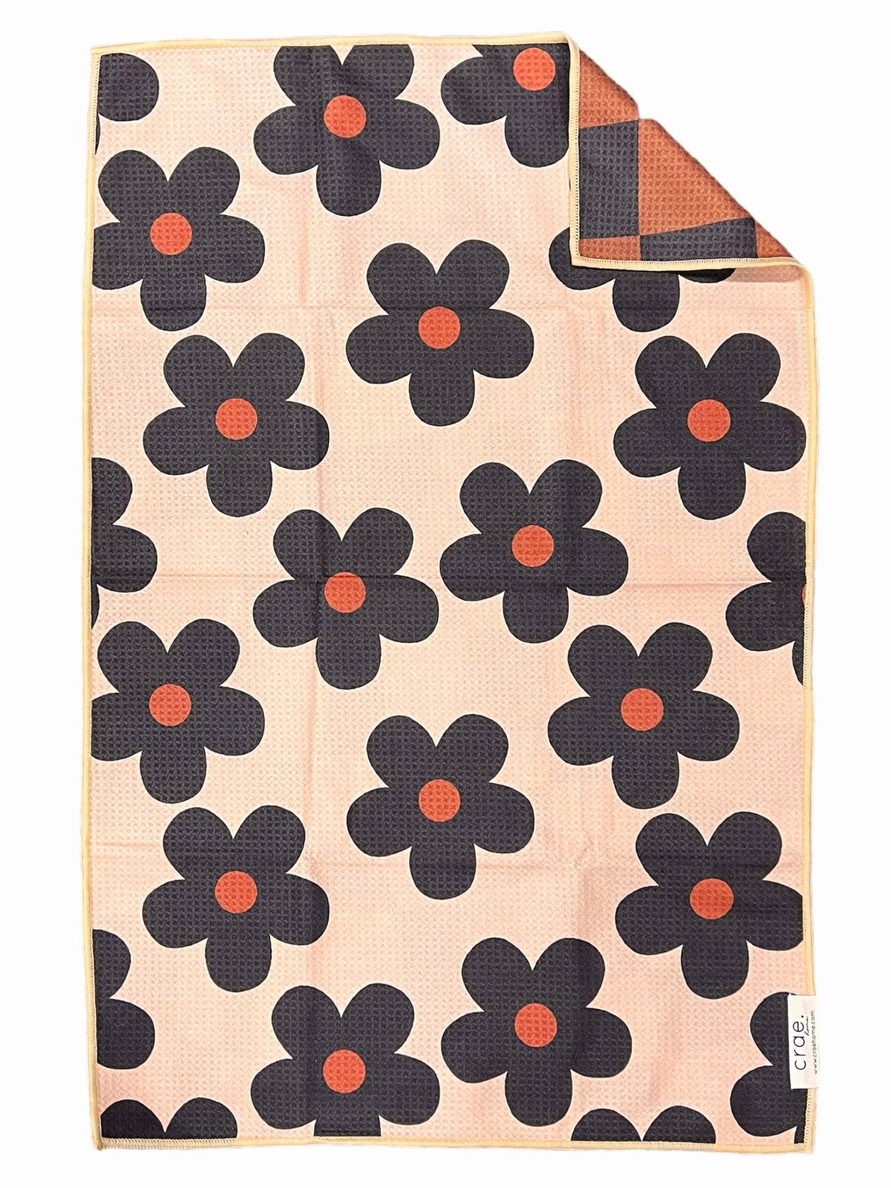 Black Brown Cream Bobbie: Reversible Hand Towel for wholesale on Faire1