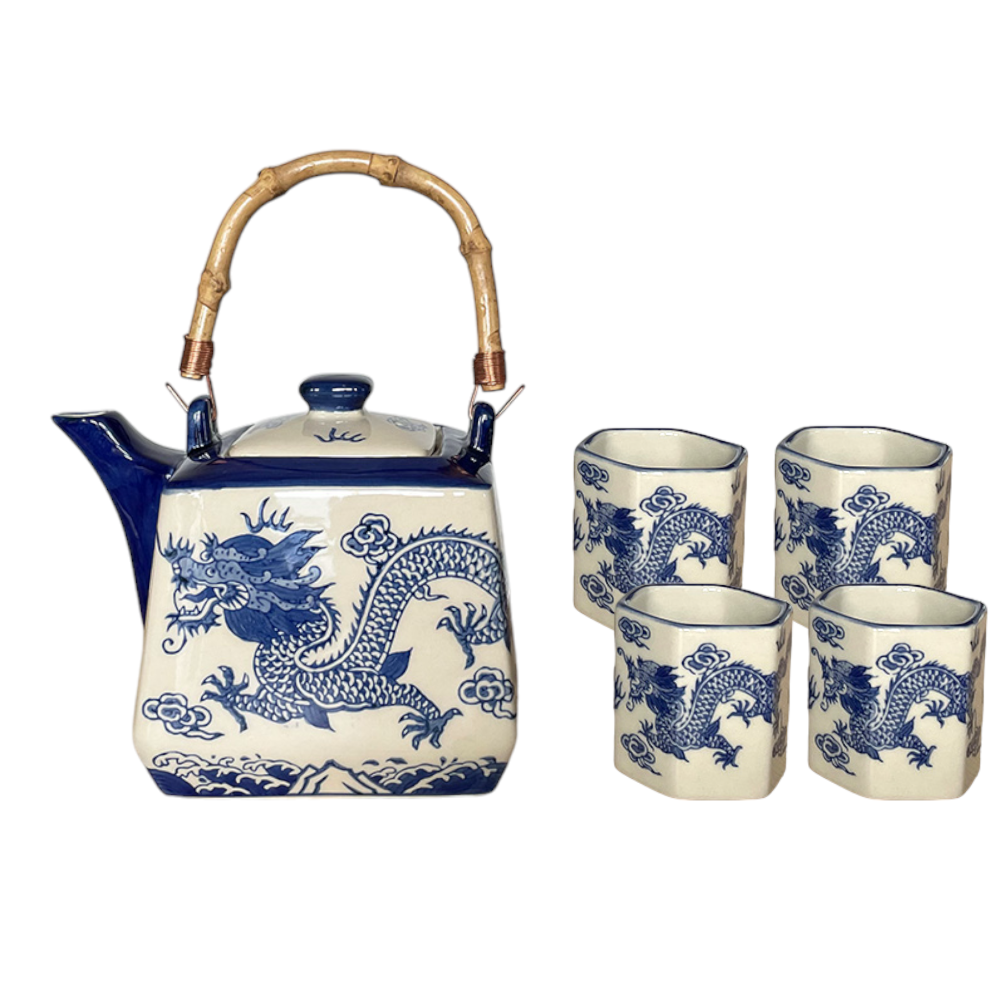 Urban Tokyo - Wholesale Tea Set - Oriental Ryu Dragon Tea Set 20oz Tea Pot with 4 Hexagon Cups (4/8)7