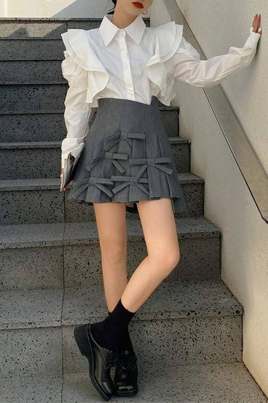 Fashion Combination - Wholesale Button Down Shirt - Women's - ruffles blouse shirt1