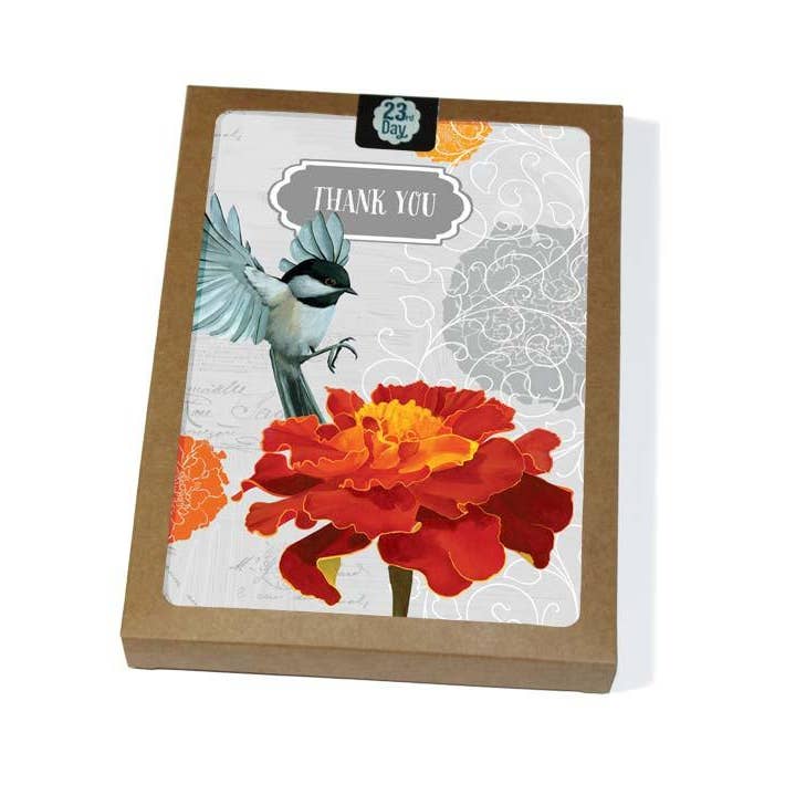 Chickadee och Ringblomma Card för wholesale av 23rd Day Paper Goods