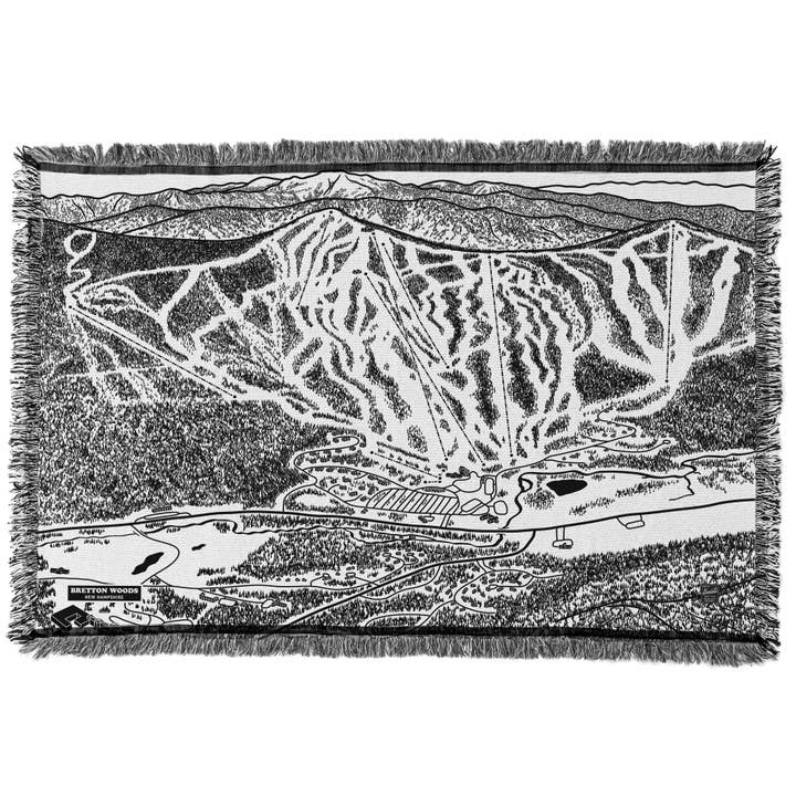 Bretton Woods, New Hampshire Ski Trail Map Blanket for wholesale by Benoit's Design Co.