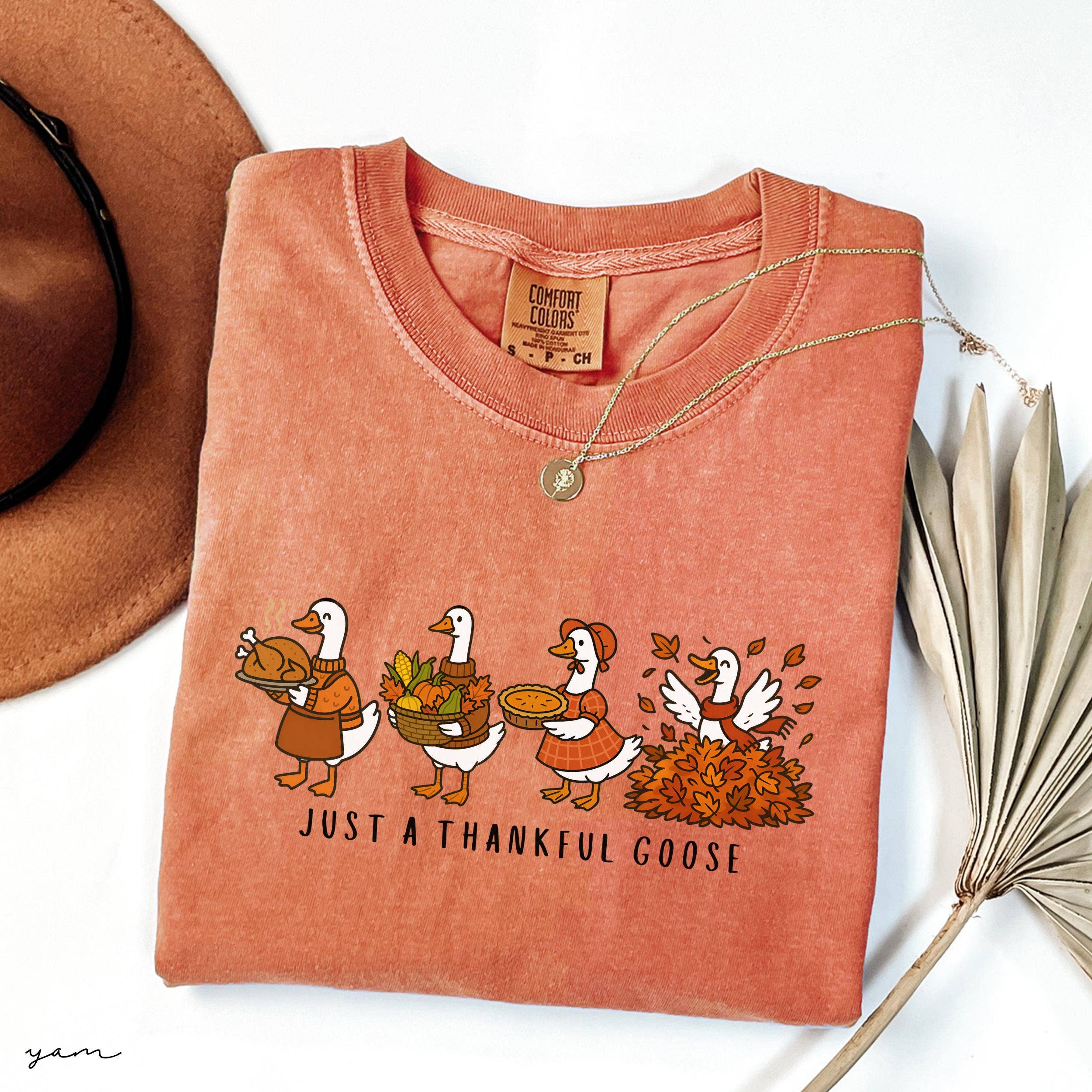 Glaime - Venta al por mayor Camiseta estampada - Mujer - Camiseta de Ganso Agradecido de Comfort Colors, Suéter de Ganso Tonto1