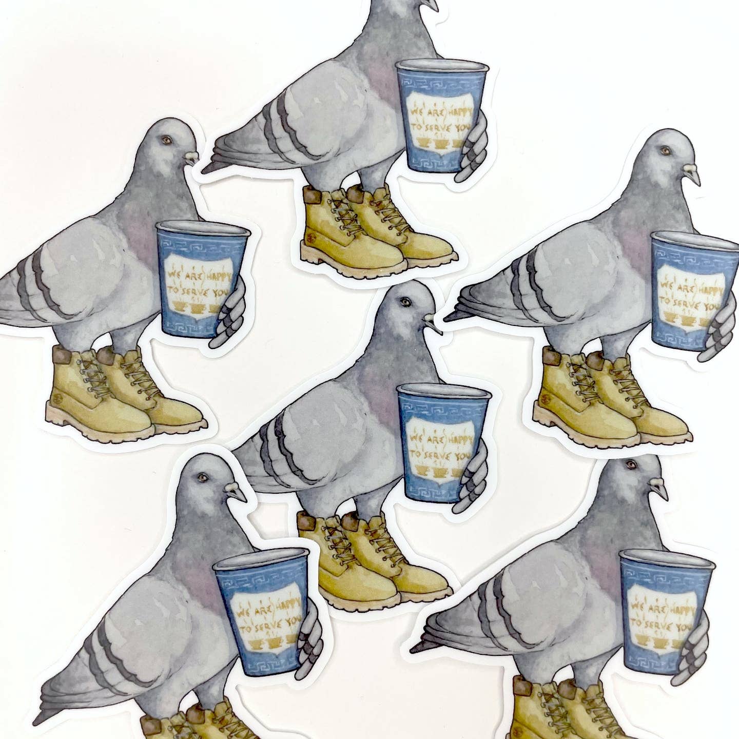 Diana Teeter Art - Wholesale Sticker - Pigeon in Boots Sticker1