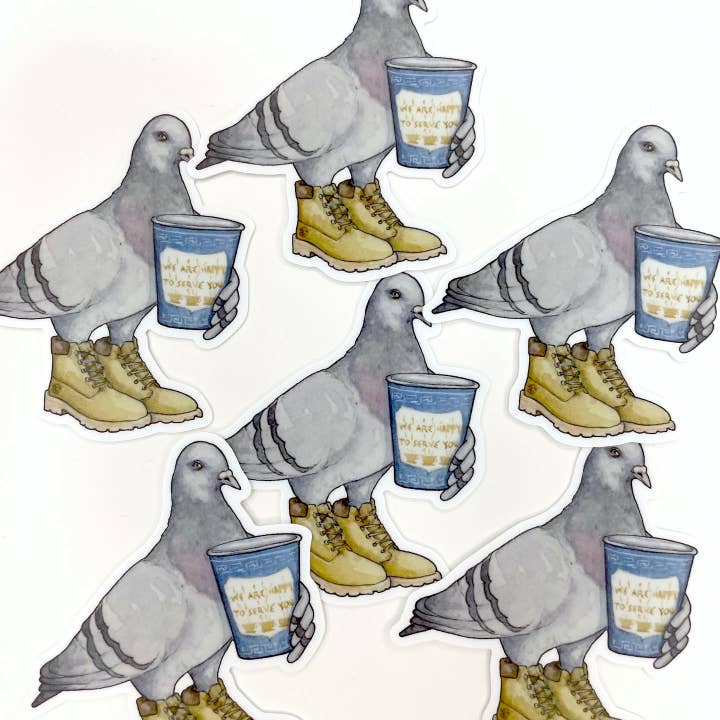 Diana Teeter Art - Wholesale Sticker - Pigeon in Boots Sticker1