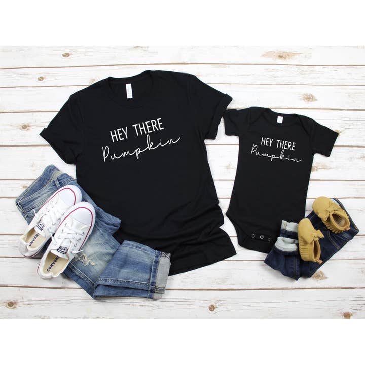 Hey There Pumpkin Shirt, Pumpkin Shirt, Mommy and Me for wholesale by Tee Story