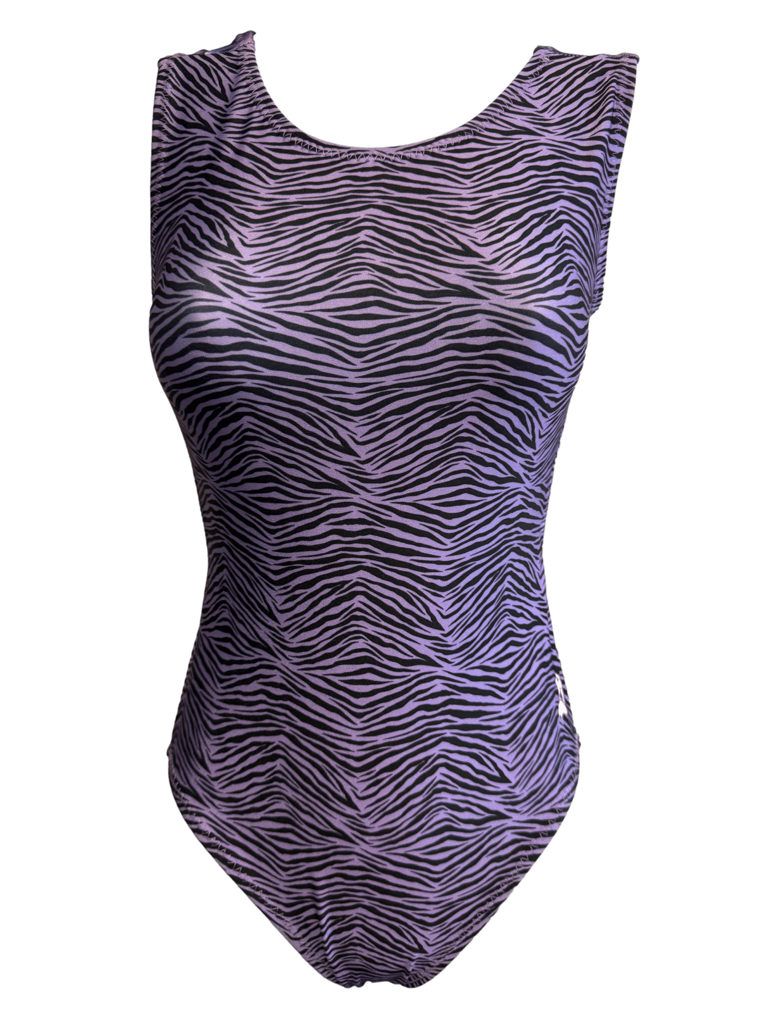 Foxy's Leotards - Venta al por mayor Leotardos - Niños - Maillot de gimnasia cebra púrpura con palmeras - Vice Versa Foxy's Leotards2