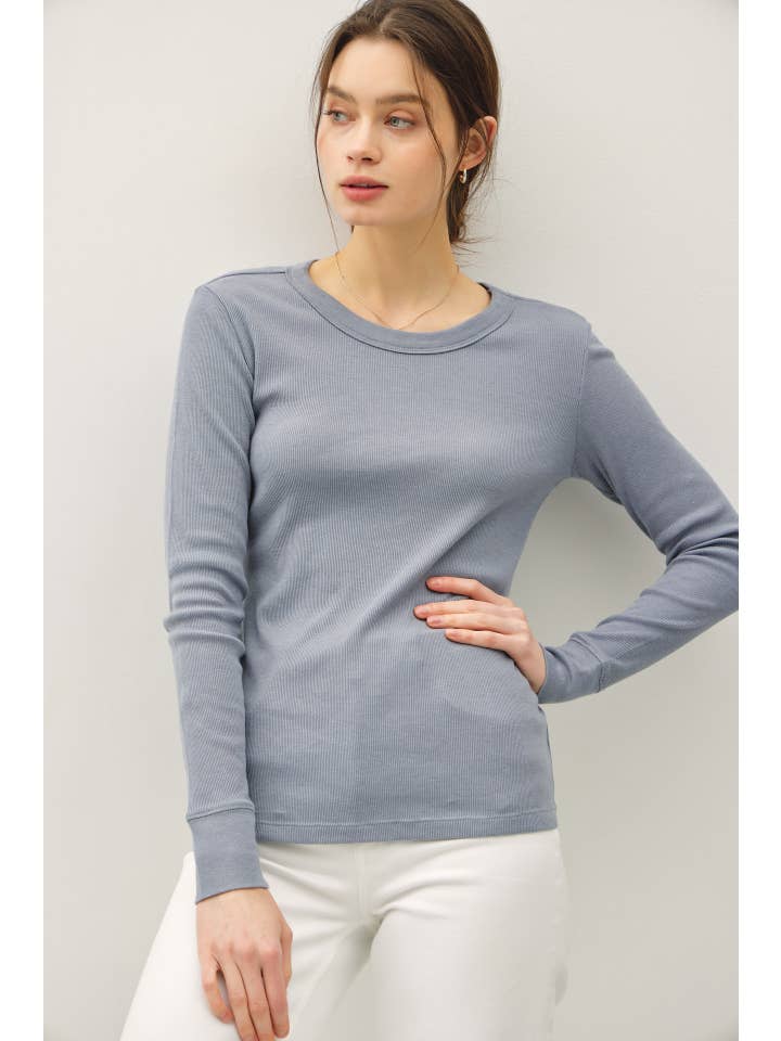 Be Cool - Wholesale Knit Top - Women's - RIBBED COTTON ROUND NECK BASIC TOP 1