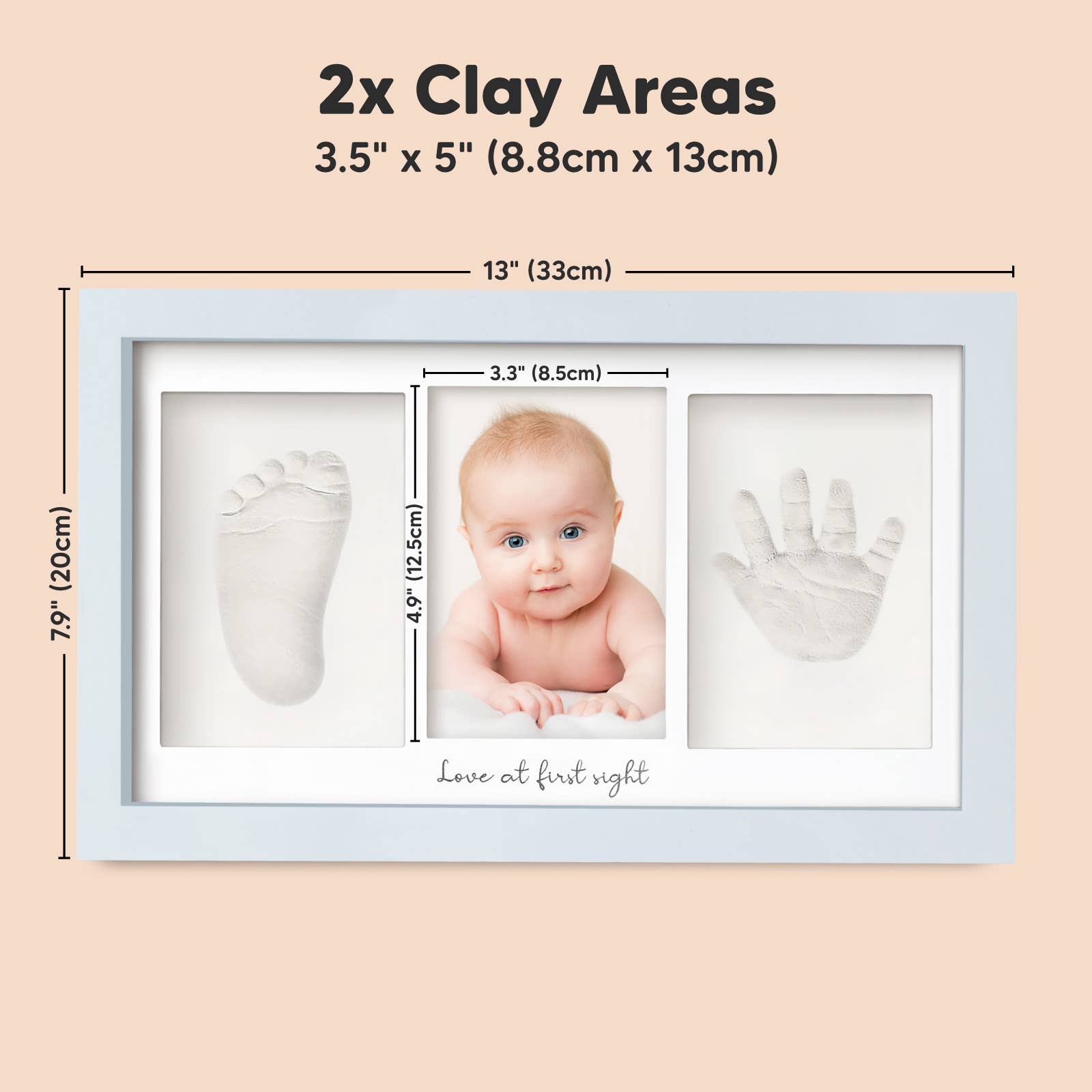 Mist blauw KeaBabies Baby handafdruk, voetafdruk Keepsake Duo Frame voor groothandel op Faire6
