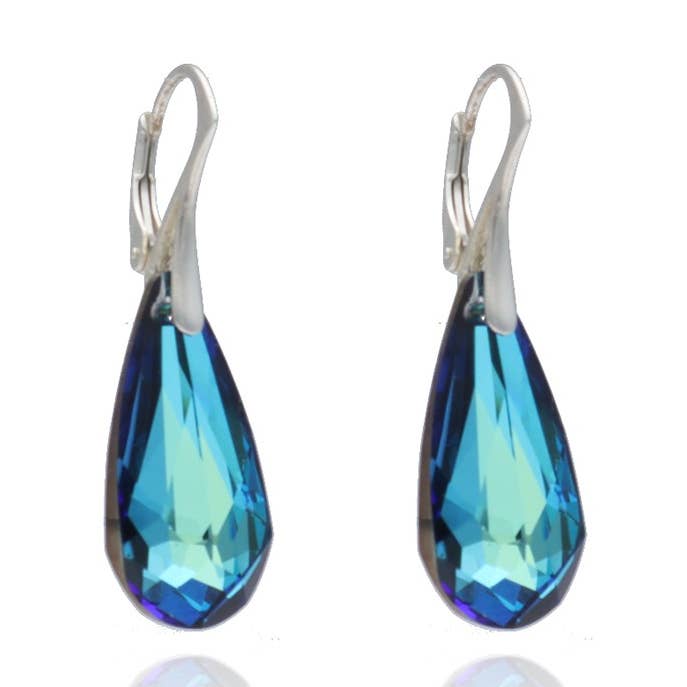 Boucles d'oreilles en argent sterling et Swarovski Bleu Éternel pour la vente par Las Joyas de Amanda