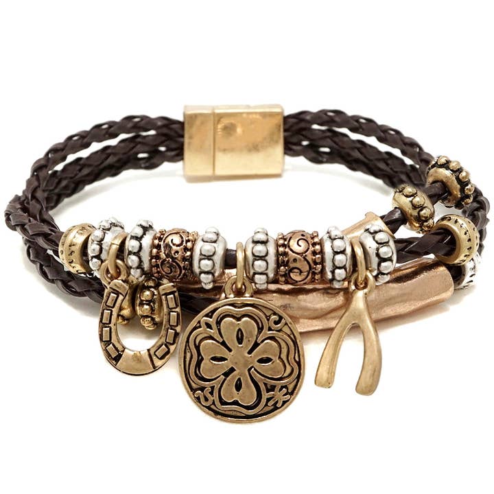 Pulseira Couro Bohemian Sorck and Protection por atacado de Lunar Deer