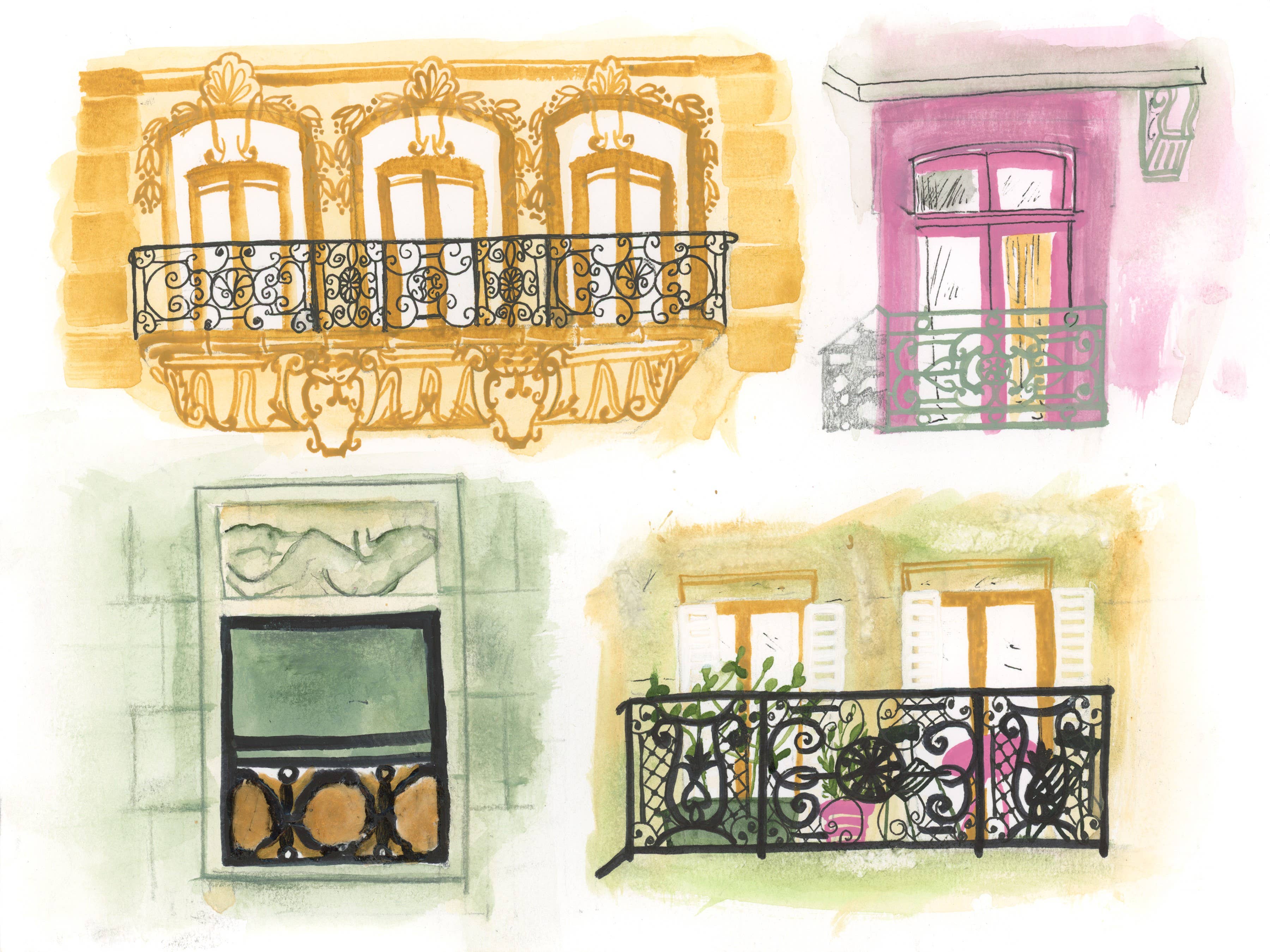 ApoorvaMittalDraws - Wholesale Art Print - Paris Art Print - Balconies of Paris1