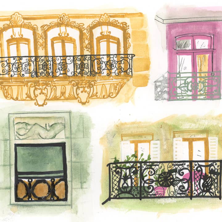ApoorvaMittalDraws - Wholesale Art Print - Paris Art Print - Balconies of Paris1