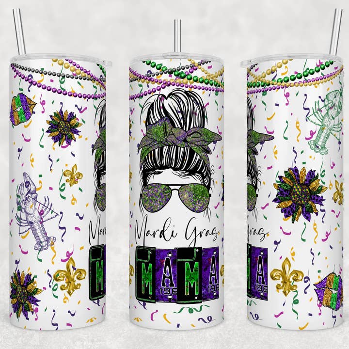 20 Ounce Tumbler ~ Mardi Gras MAMA for wholesale by Paxton's One Stop Shop LLC