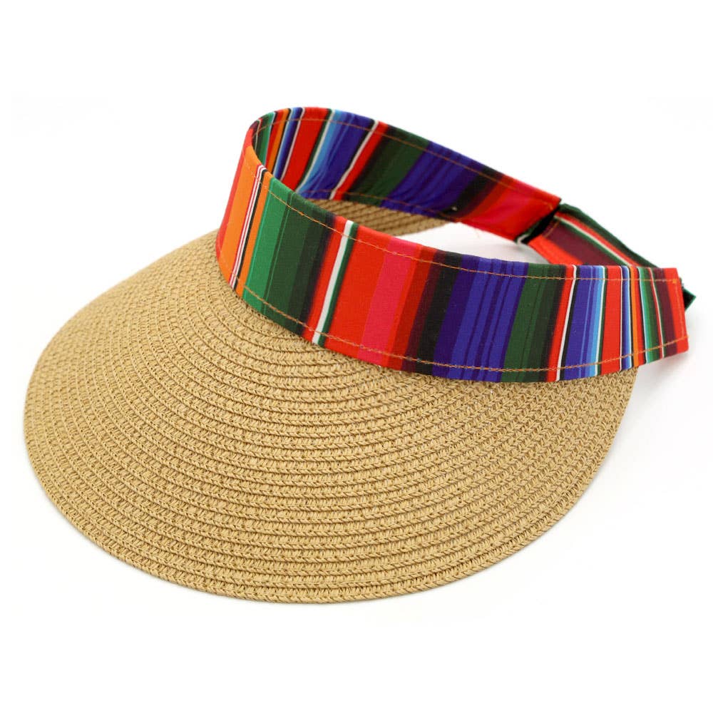 Sensibling Corp. - Wholesale Visor - Women's - Serape Straw Visor Sun Hat1