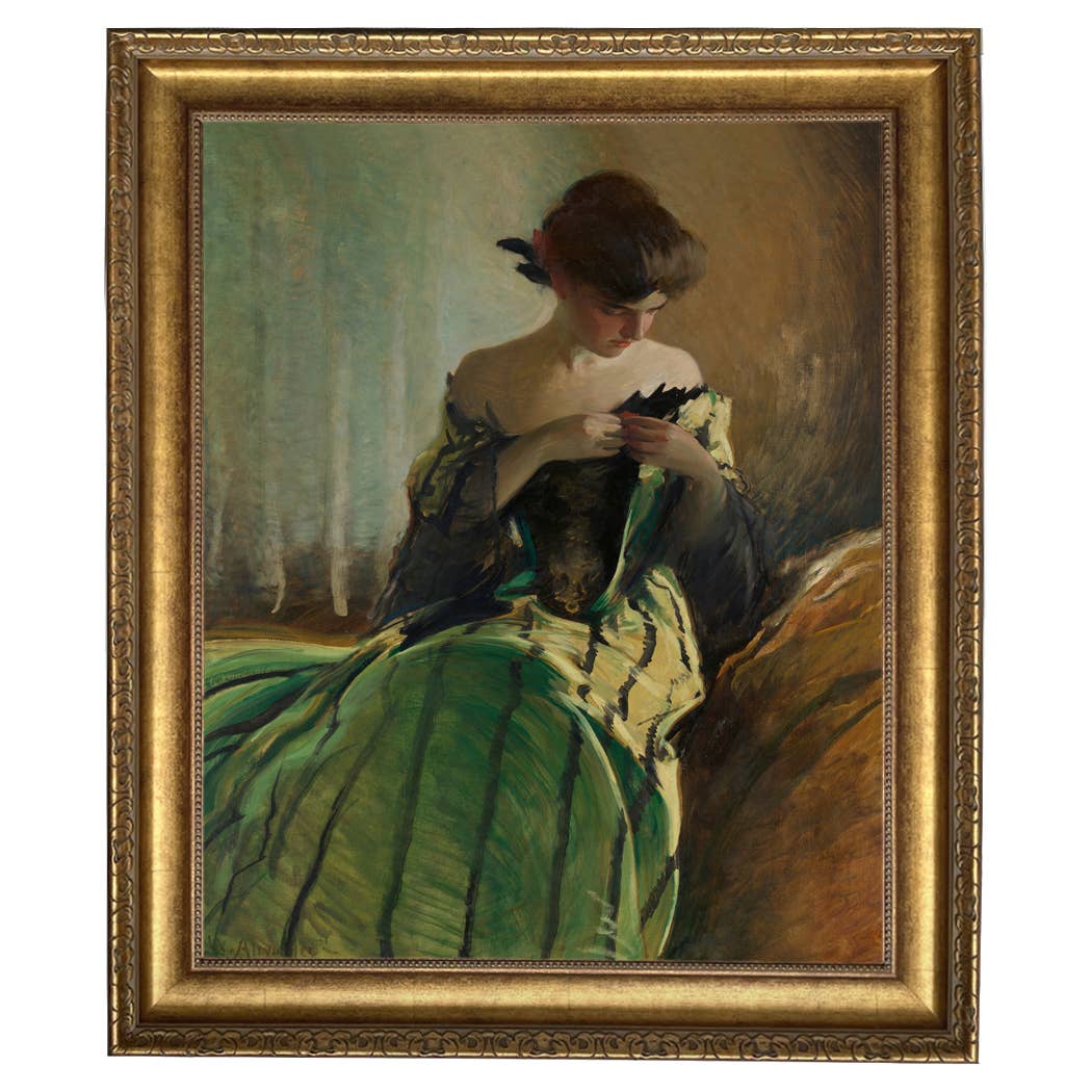 Madison Bay Co. - Historical Home Decor Reproductions - Vendita all'ingrosso Stampa artistica - Stampa su Tela Vintage di Donna in Abito Nero e Verde79