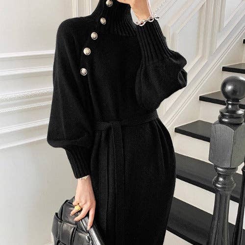 Marayn - Wholesale Dress - Women's - KoreanJapanese Knit Dress Chic Slimming and Versatile34